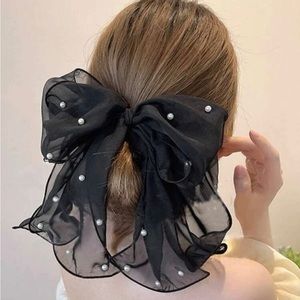 Black Bow Pearl Detail Hair Clip